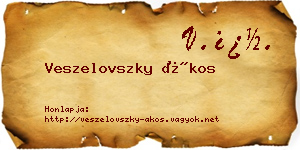 Veszelovszky Ákos névjegykártya