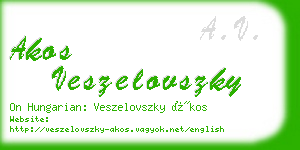 akos veszelovszky business card